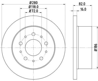 Тормозной диск задний невентилируемый HELLA 8DD 355 108-961