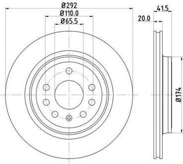 Тормозной диск задний вентилируемый HELLA 8DD 355 109-191