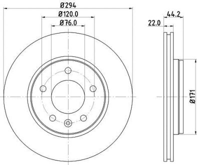 Диск гальмівний з покриттям PRO задній HELLA 8DD355109701