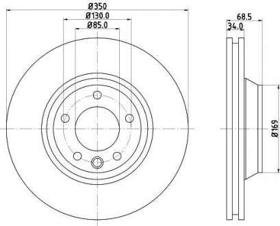 Тормозной диск передний вентилируемый HELLA 8DD 355 109-761