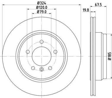 Тормозной диск задний вентилируемый HELLA 8DD 355 110-021