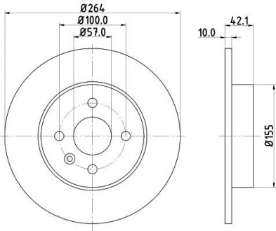 Тормозной диск задний невентилируемый HELLA 8DD 355 110-271