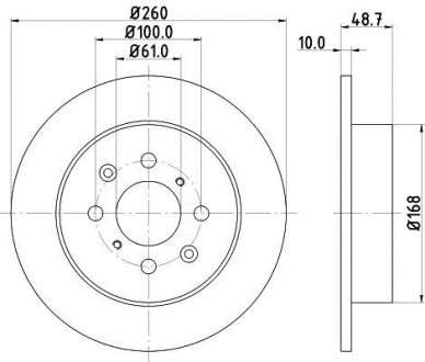 Тормозной диск задний невентилируемый HELLA 8DD 355 110-331