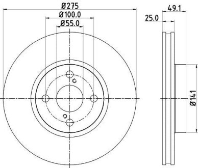 Тормозной диск передний вентилируемый HELLA 8DD 355 110-451