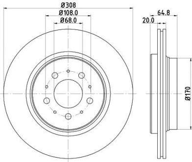 Тормозной диск задний вентилируемый HELLA 8DD 355 110-611