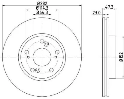 Тормозной диск передний вентилируемый HELLA 8DD 355 110-631
