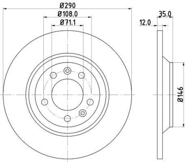 Тормозной диск задний невентилируемый HELLA 8DD 355 110-801