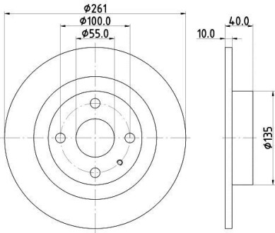 Тормозной диск задний невентилируемый HELLA 8DD 355 110-861