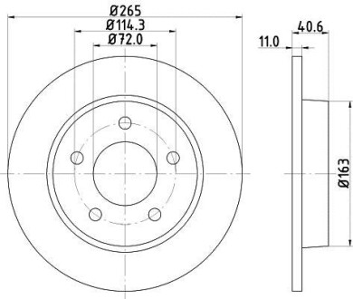 Тормозной диск задний невентилируемый HELLA 8DD 355 110-901