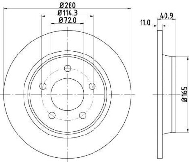 Тормозной диск задний невентилируемый HELLA 8DD 355 110-911