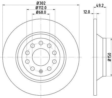 Тормозной диск задний невентилируемый HELLA 8DD 355 111-181