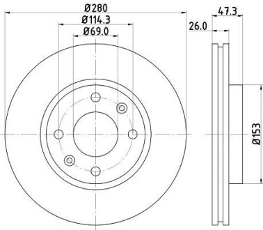 Тормозной диск передний вентилируемый HELLA 8DD 355 111-771