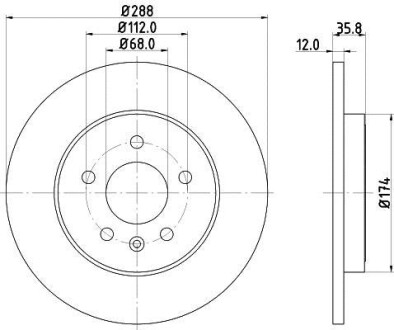 Тормозной диск задний невентилируемый HELLA 8DD 355 111-811