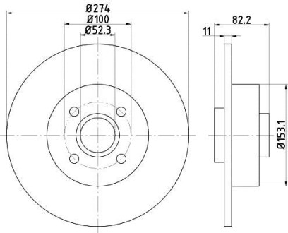 Тормозной диск задний невентилируемый HELLA 8DD 355 112-211