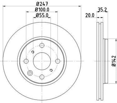 Тормозной диск передний вентилируемый HELLA 8DD 355 112-311