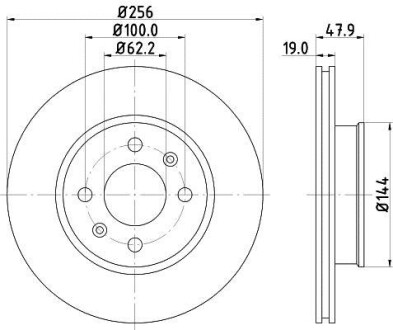 Тормозной диск передний вентилируемый HELLA 8DD 355 112-471