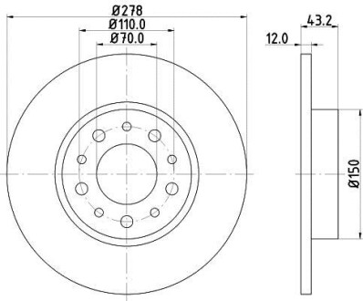 Тормозной диск задний невентилируемый HELLA 8DD 355 112-541