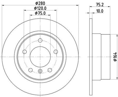 Тормозной диск задний невентилируемый HELLA 8DD 355 112-641