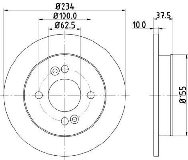 Тормозной диск задний невентилируемый HELLA 8DD 355 112-801