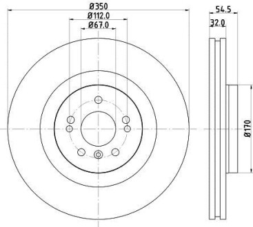 Тормозной диск передний вентилируемый HELLA 8DD 355 113-191