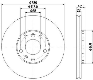 Тормозной диск задний вентилируемый HELLA 8DD 355 113-321