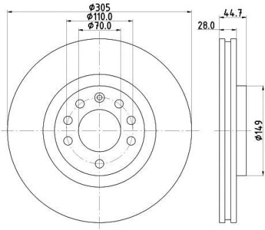 Тормозной диск передний вентилируемый HELLA 8DD 355 113-541