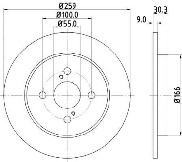 Тормозной диск задний невентилируемый HELLA 8DD 355 113-601