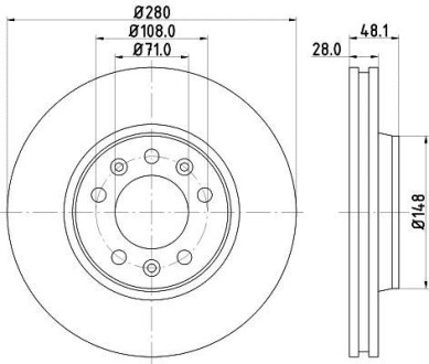 Тормозной диск передний вентилируемый HELLA 8DD 355 113-661