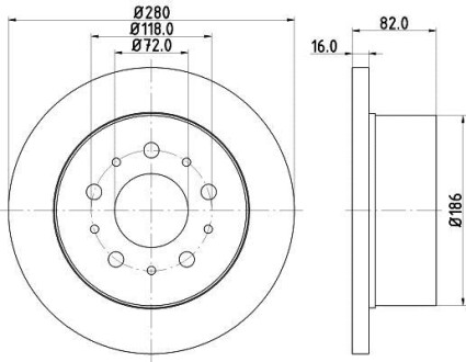 Тормозной диск задний невентилируемый HELLA 8DD 355 113-711