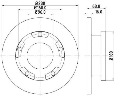 Тормозной диск задний невентилируемый HELLA 8DD 355 113-811