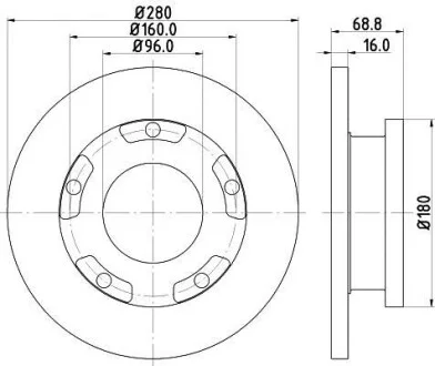 Тормозной диск задний невентилируемый HELLA 8DD 355 113-811