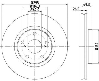 Тормозной диск передний вентилируемый HELLA 8DD 355 114-281