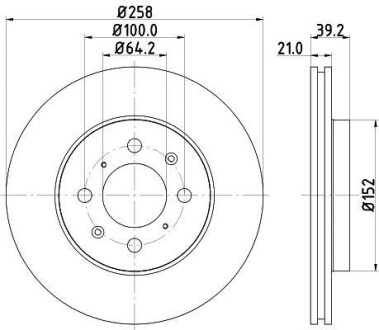 Тормозной диск передний вентилируемый HELLA 8DD 355 114-451