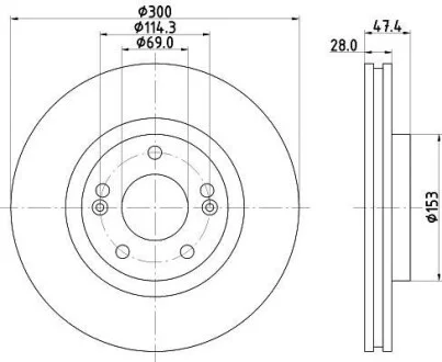 Тормозной диск передний вентилируемый HELLA 8DD 355 114-481