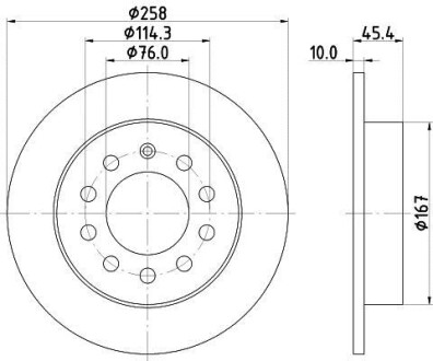 Тормозной диск задний невентилируемый HELLA 8DD 355 114-531