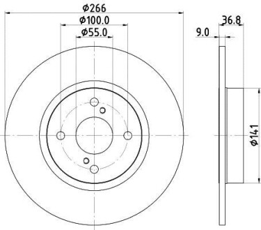 Тормозной диск задний невентилируемый HELLA 8DD 355 114-781