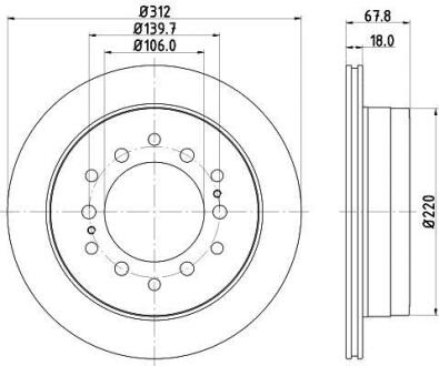 Тормозной диск задний вентилируемый HELLA 8DD 355 114-861
