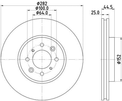 Тормозной диск передний вентилируемый HELLA 8DD 355 114-921