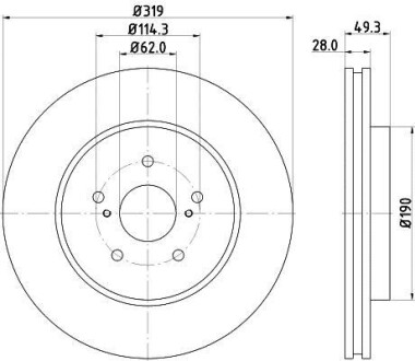 Тормозной диск передний вентилируемый HELLA 8DD 355 114-981