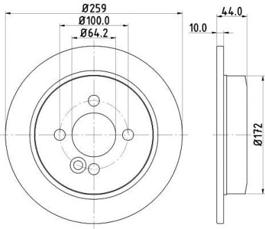 Тормозной диск задний невентилируемый HELLA 8DD 355 115-261