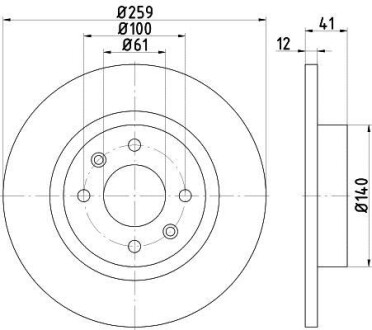 Тормозной диск передний невентилируемый HELLA 8DD 355 115-271