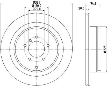 Тормозной диск задний вентилируемый HELLA 8DD 355 115-291