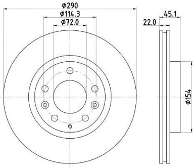 Тормозной диск передний вентилируемый HELLA 8DD 355 115-311