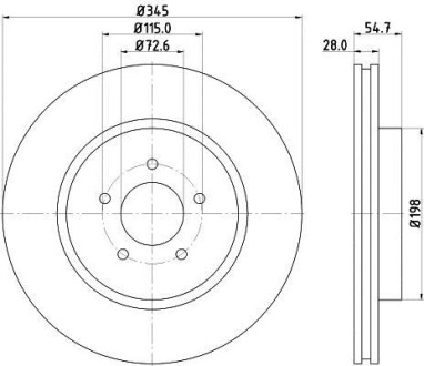 Тормозной диск передний вентилируемый HELLA 8DD 355 115-471