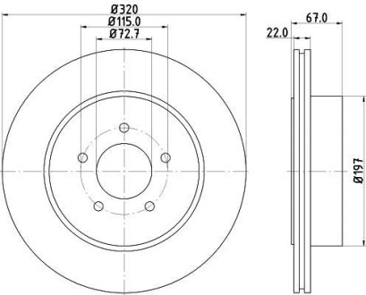 Тормозной диск задний вентилируемый HELLA 8DD 355 115-481