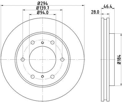 Тормозной диск передний вентилируемый HELLA 8DD 355 115-731