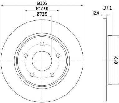 Тормозной диск задний невентилируемый HELLA 8DD 355 115-801