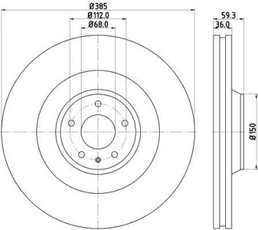 Тормозной диск передний вентилируемый HELLA 8DD 355 115-891