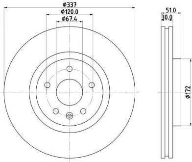 Тормозной диск передний вентилируемый HELLA 8DD 355 116-051