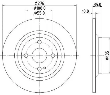 Тормозной диск задний невентилируемый HELLA 8DD 355 116-071